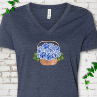 Hydrangea Basket V-Neck T-Shirt