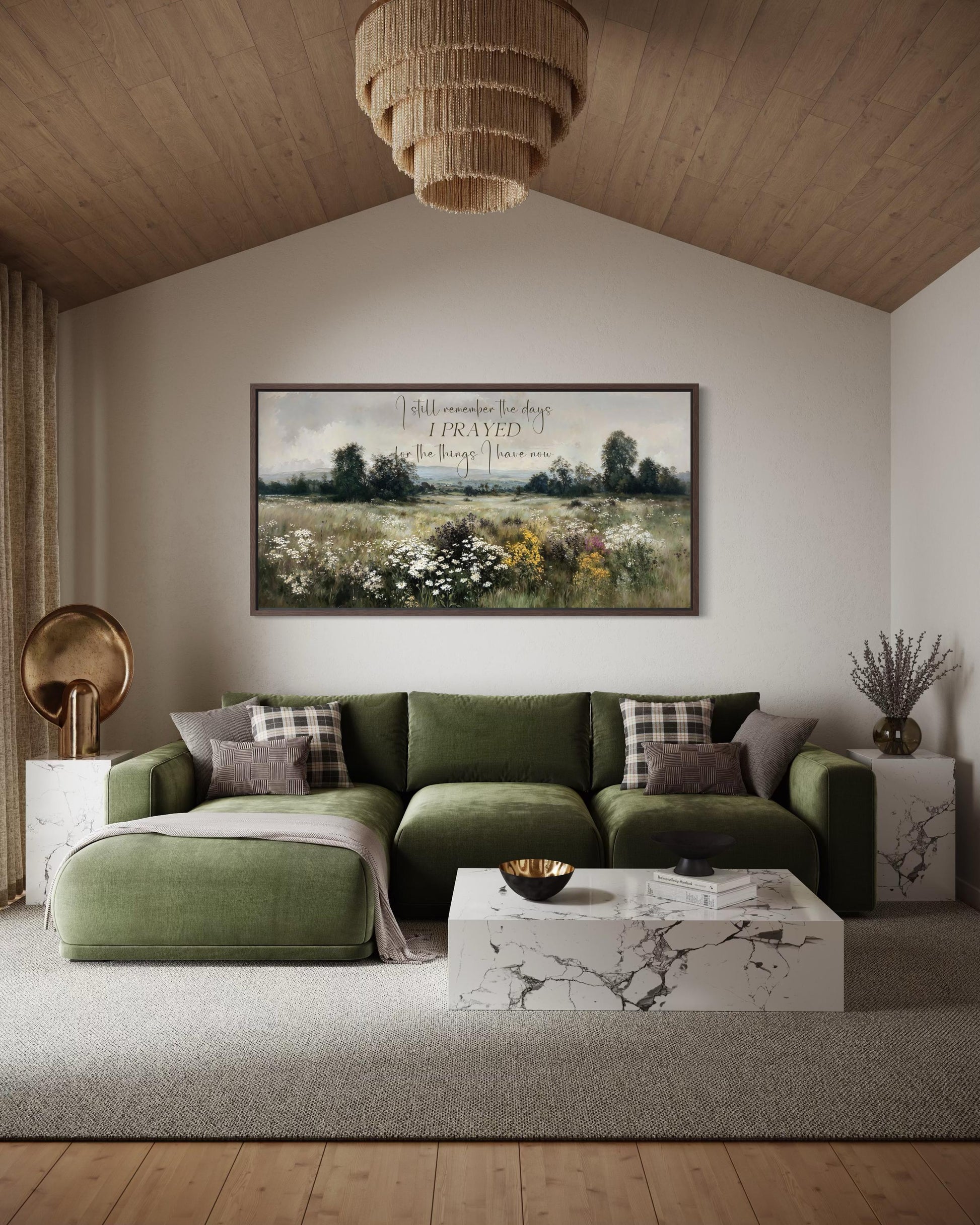 I Still Remember the Days I Prayed Sign, Large Horizontal Christian Canvas Wall Art With Wildflower Field