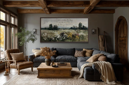 I Still Remember the Days I Prayed Sign, Large Horizontal Christian Canvas Wall Art With Wildflower Field