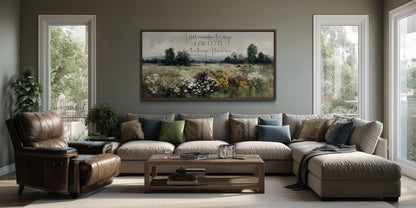 I Still Remember the Days I Prayed Sign, Large Horizontal Christian Canvas Wall Art With Wildflower Field
