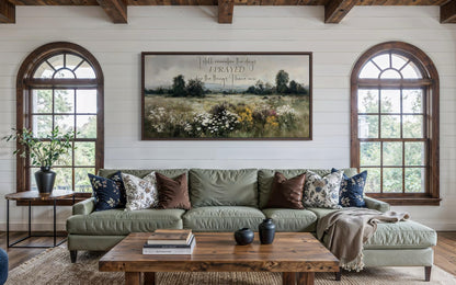 I Still Remember the Days I Prayed Sign, Large Horizontal Christian Canvas Wall Art With Wildflower Field