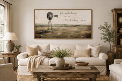 I Still Remember The Days Wall Art in Rustic Farm Landscape With Windmill