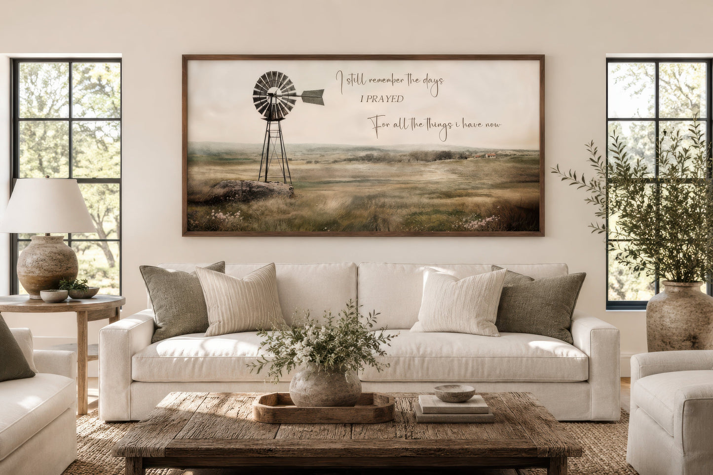 I Still Remember The Days Wall Art in Rustic Farm Landscape With Windmill