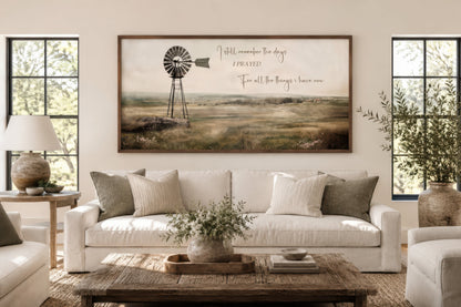 I Still Remember The Days Wall Art in Rustic Farm Landscape With Windmill