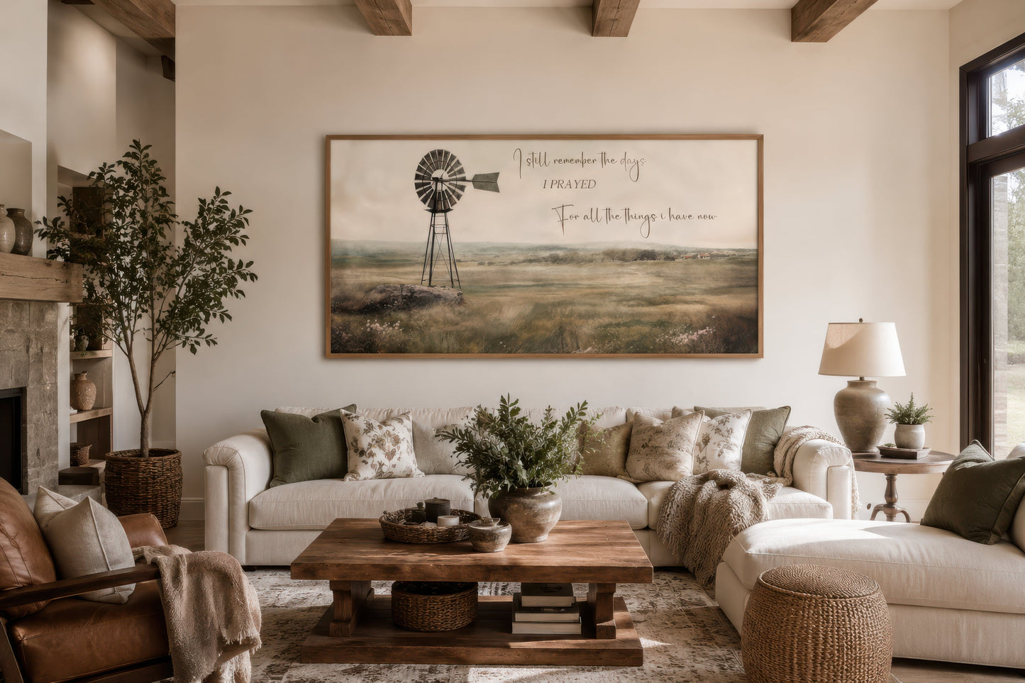 I Still Remember The Days Wall Art in Rustic Farm Landscape With Windmill