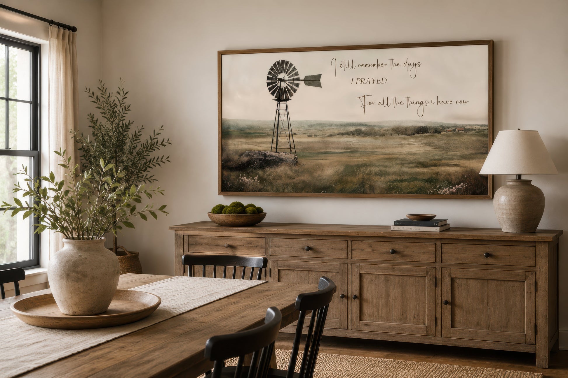 I Still Remember The Days Wall Art in Rustic Farm Landscape With Windmill