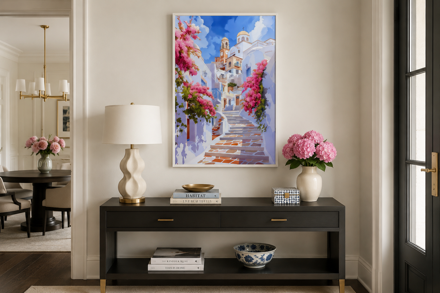 Ibiza Old Town Watercolor Poster Or Canvas Wall Art