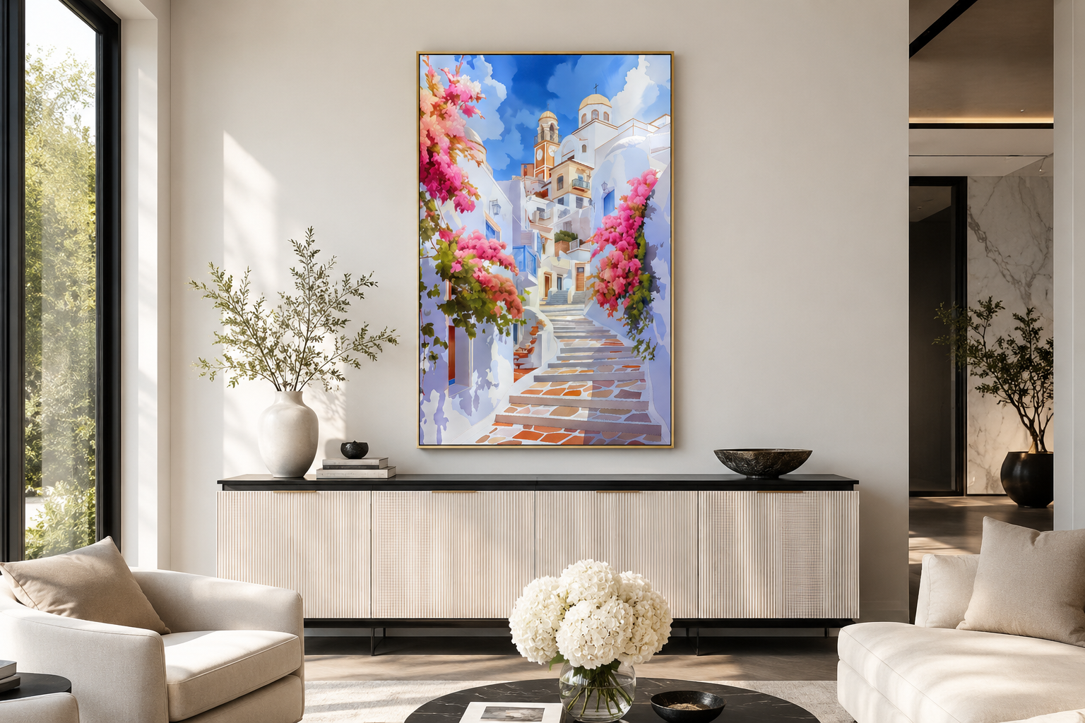 Ibiza Old Town Watercolor Poster Or Canvas Wall Art