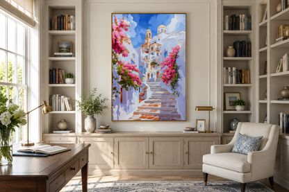 Ibiza Old Town Watercolor Poster Or Canvas Wall Art