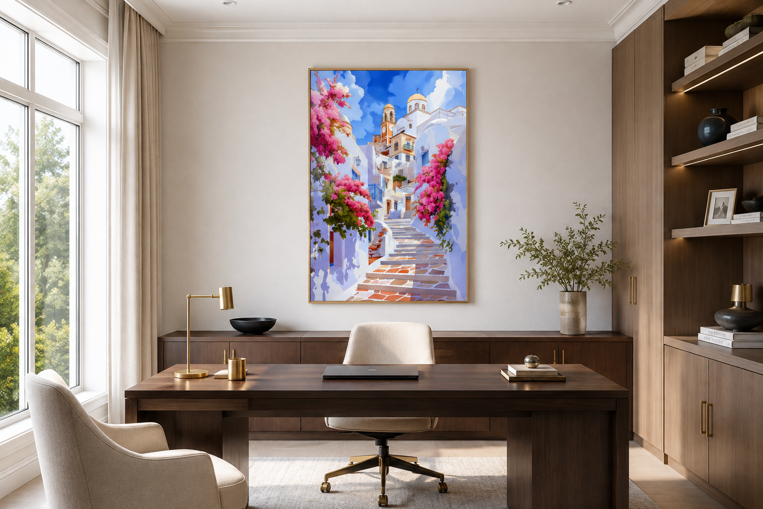 Ibiza Old Town Watercolor Poster Or Canvas Wall Art
