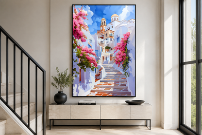Ibiza Old Town Watercolor Poster Or Canvas Wall Art