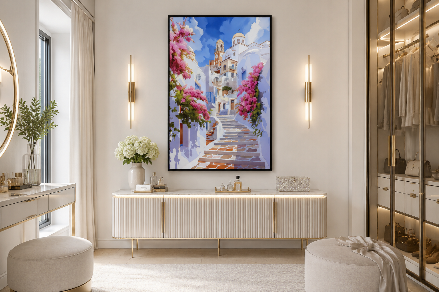 Ibiza Old Town Watercolor Poster Or Canvas Wall Art