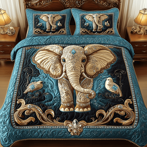 Imperial Elephant 3-Piece Quilted Bedding Set - Single (59" x 70")