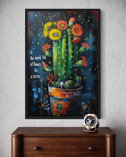 In The World Of Flowers Be Cactus Graffiti Feminist Wall Art