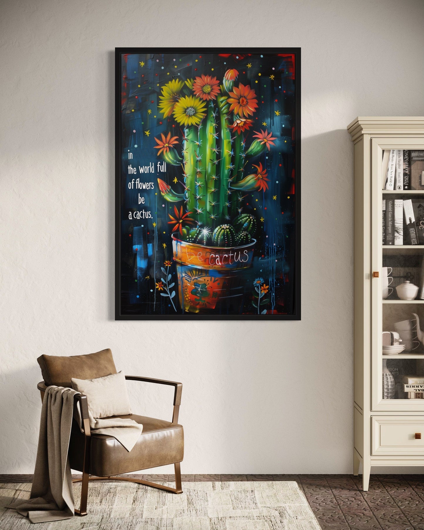 In The World Of Flowers Be Cactus Graffiti Feminist Wall Art
