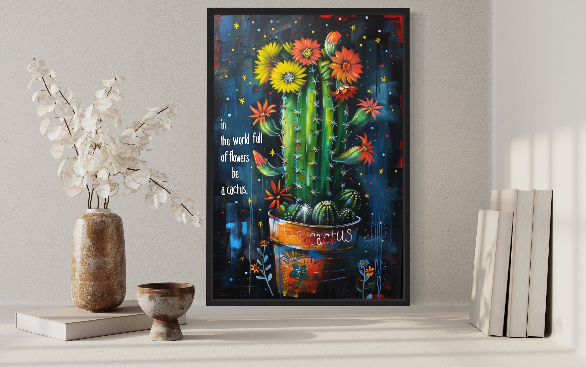 In The World Of Flowers Be Cactus Graffiti Feminist Wall Art