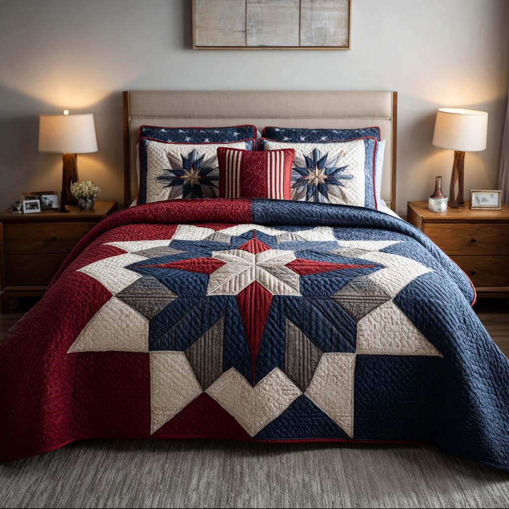 Single (59'' x 70'') /Independence Starburst 3-Piece Quilted Bedding Set