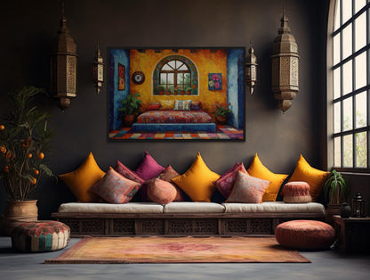 Indian Bedroom Framed Canvas Wall Art
