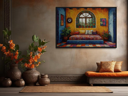Indian Bedroom Framed Canvas Wall Art