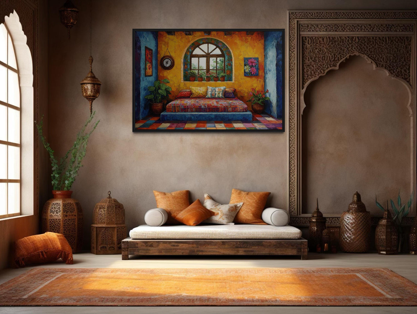 Indian Bedroom Framed Canvas Wall Art