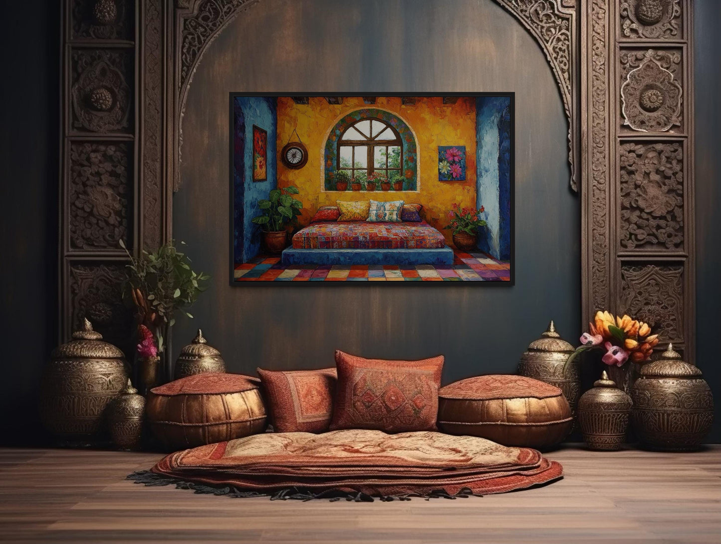 Indian Bedroom Framed Canvas Wall Art