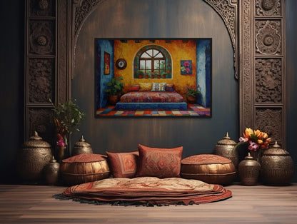 Indian Bedroom Framed Canvas Wall Art
