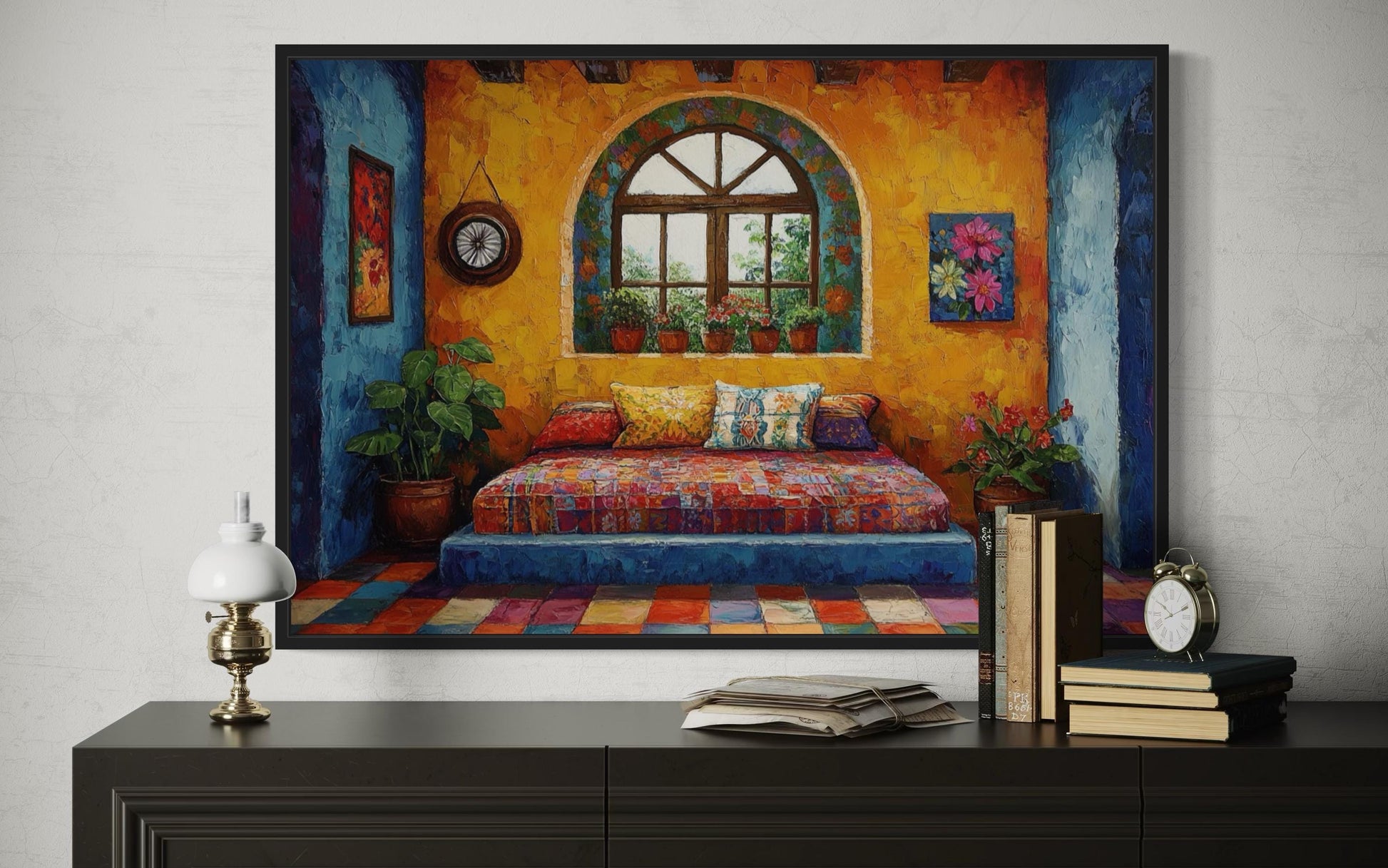 Indian Bedroom Framed Canvas Wall Art