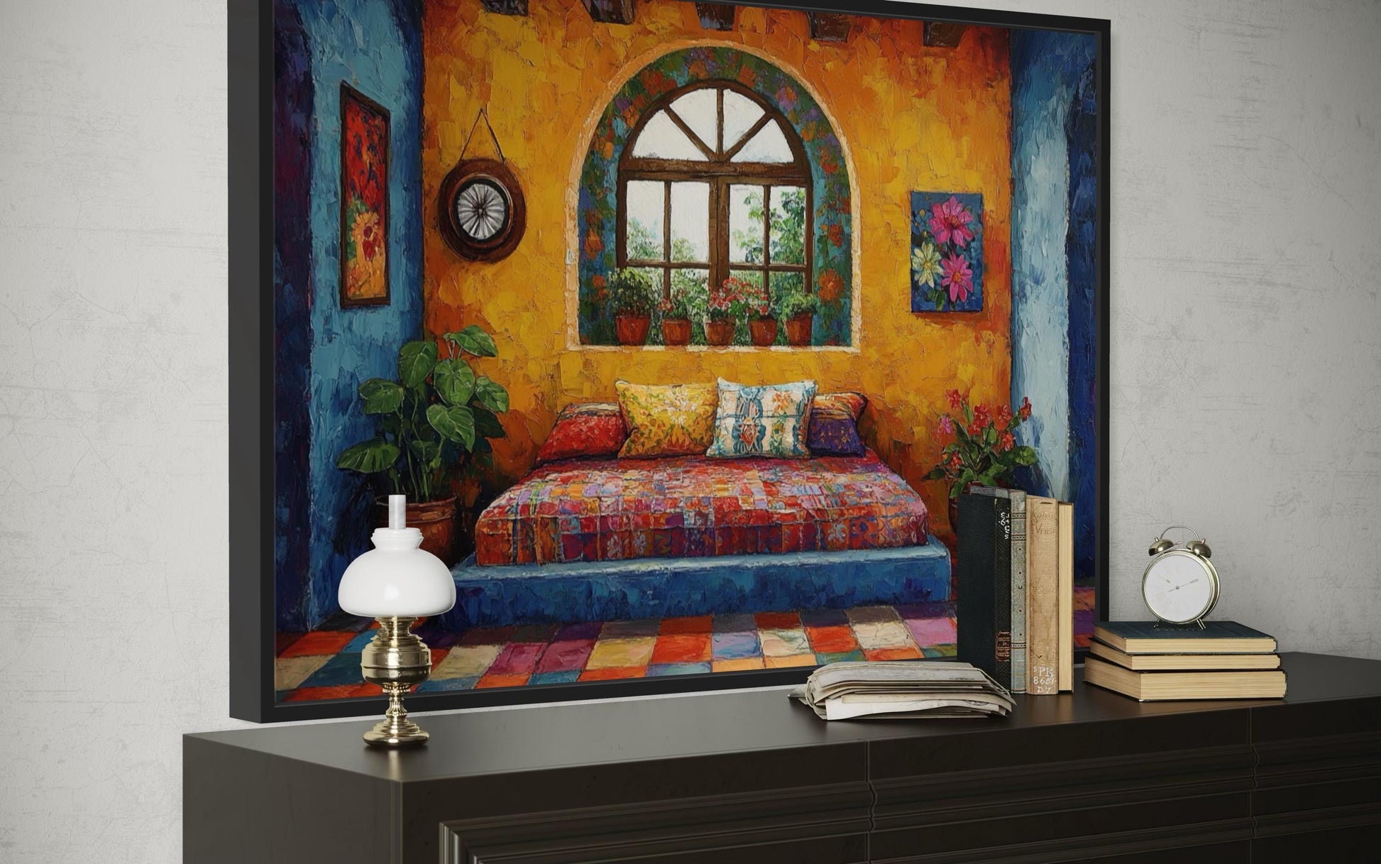 Indian Bedroom Framed Canvas Wall Art