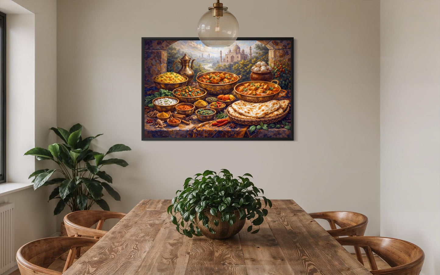 Indian Food Wall Art – Traditional Indian Painting on printed Canvas Print