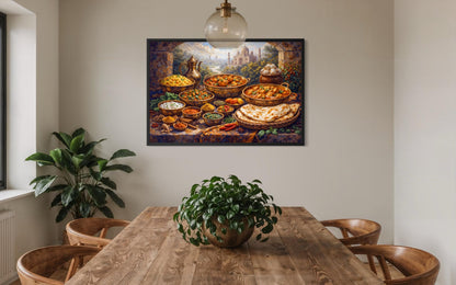 Indian Food Wall Art – Traditional Indian Painting on printed Canvas Print