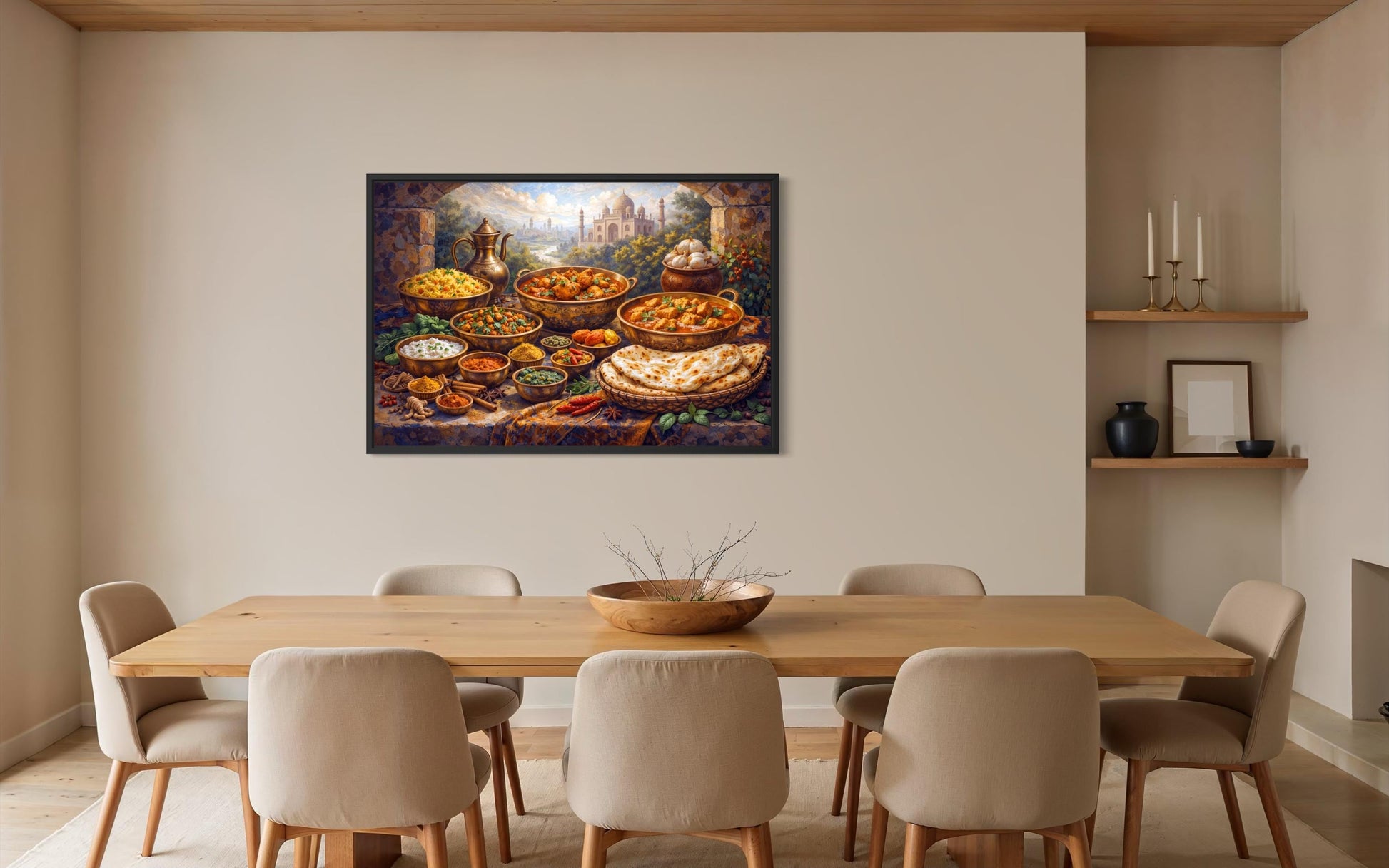 Indian Food Wall Art – Traditional Indian Painting on printed Canvas Print