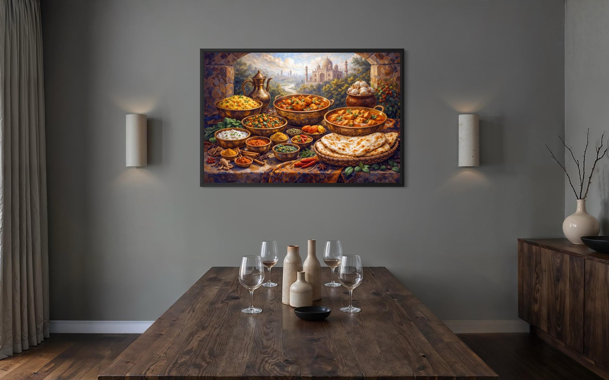 Indian Food Wall Art – Traditional Indian Painting on printed Canvas Print