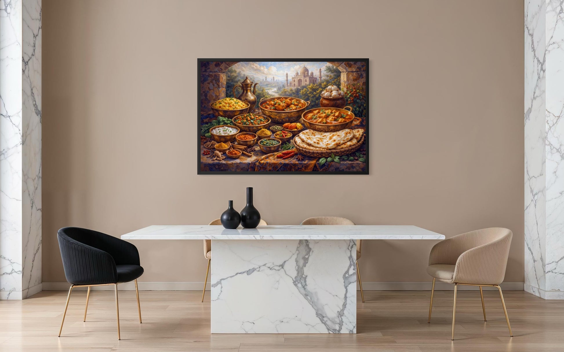 Indian Food Wall Art – Traditional Indian Painting on printed Canvas Print
