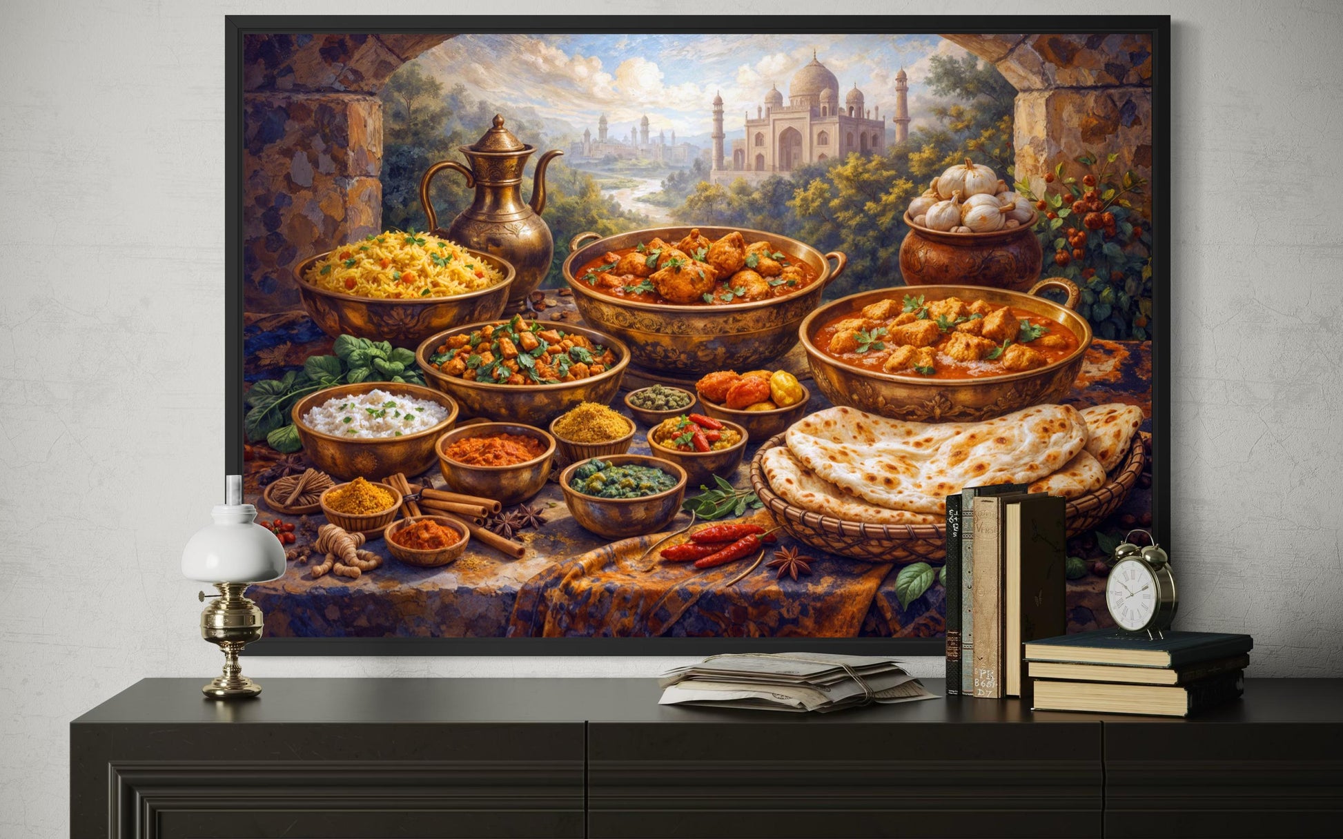 Indian Food Wall Art – Traditional Indian Painting on printed Canvas Print