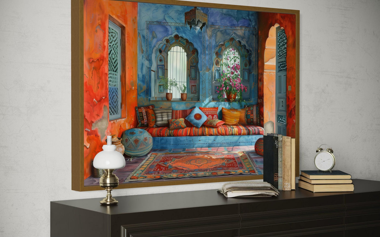 Indian Living Room Framed Canvas Wall Art