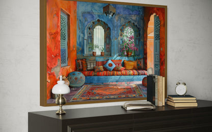 Indian Living Room Framed Canvas Wall Art
