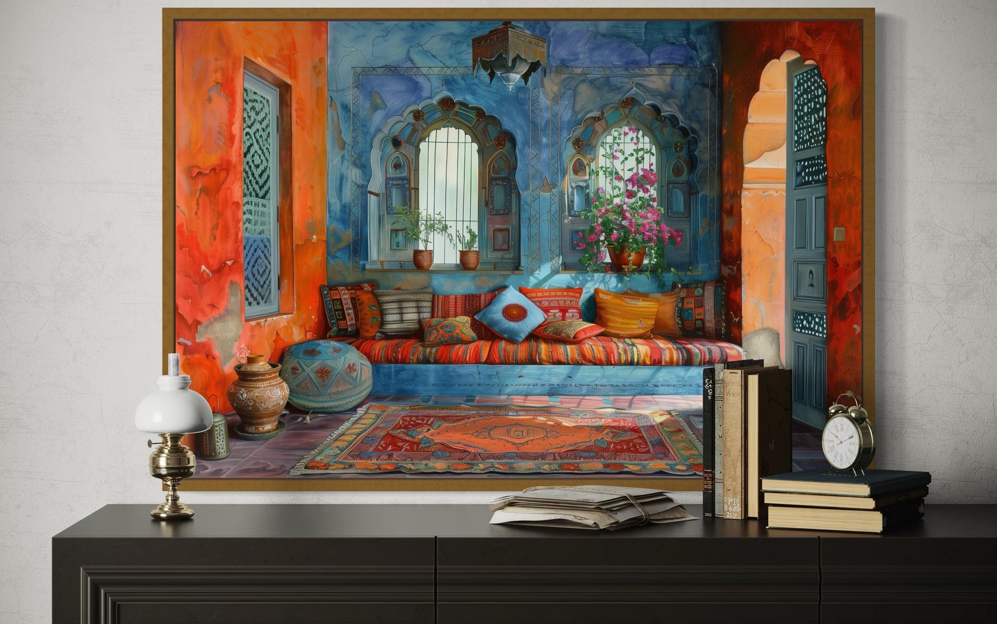Indian Living Room Framed Canvas Wall Art