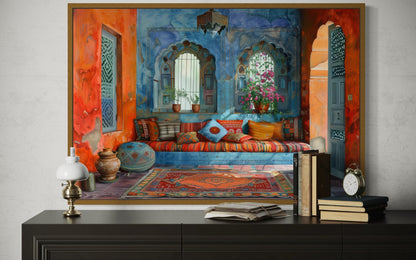 Indian Living Room Framed Canvas Wall Art