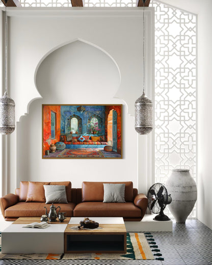 Indian Living Room Framed Canvas Wall Art