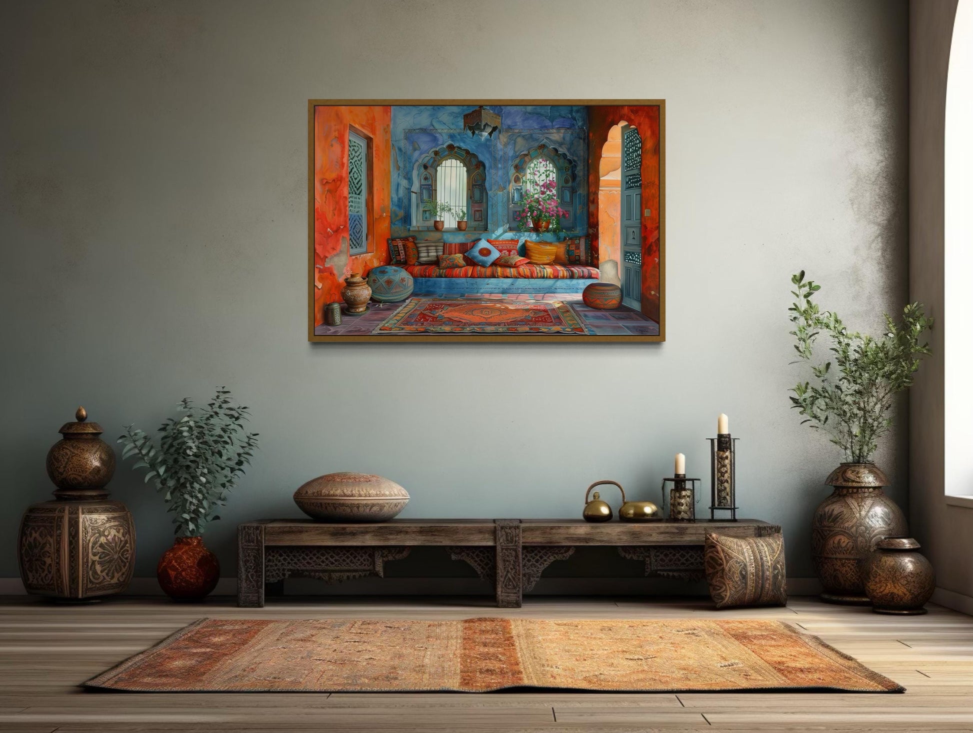 Indian Living Room Framed Canvas Wall Art