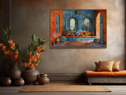 Indian Living Room Framed Canvas Wall Art