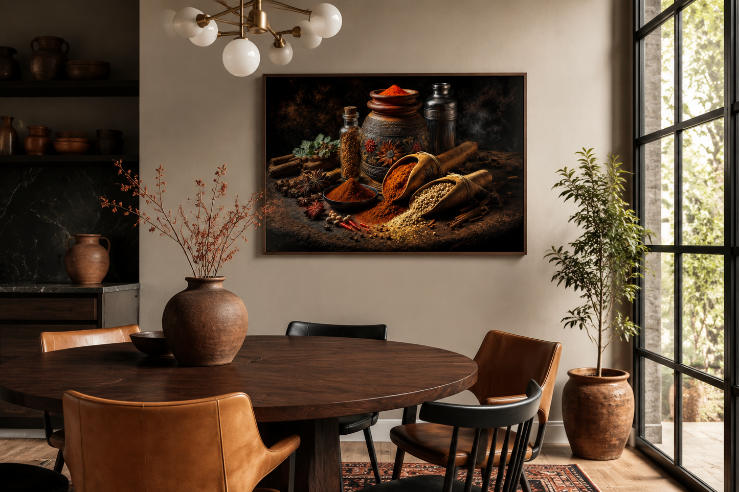 Indian Spices And Herbs Framed Kitchen Wall Art