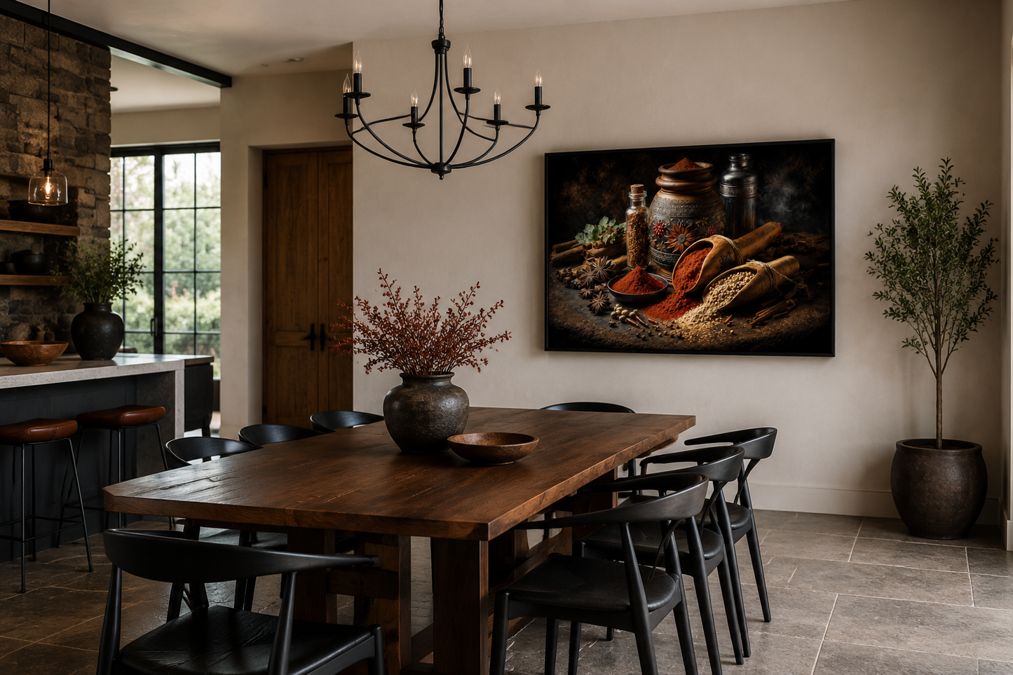 Indian Spices And Herbs Framed Kitchen Wall Art