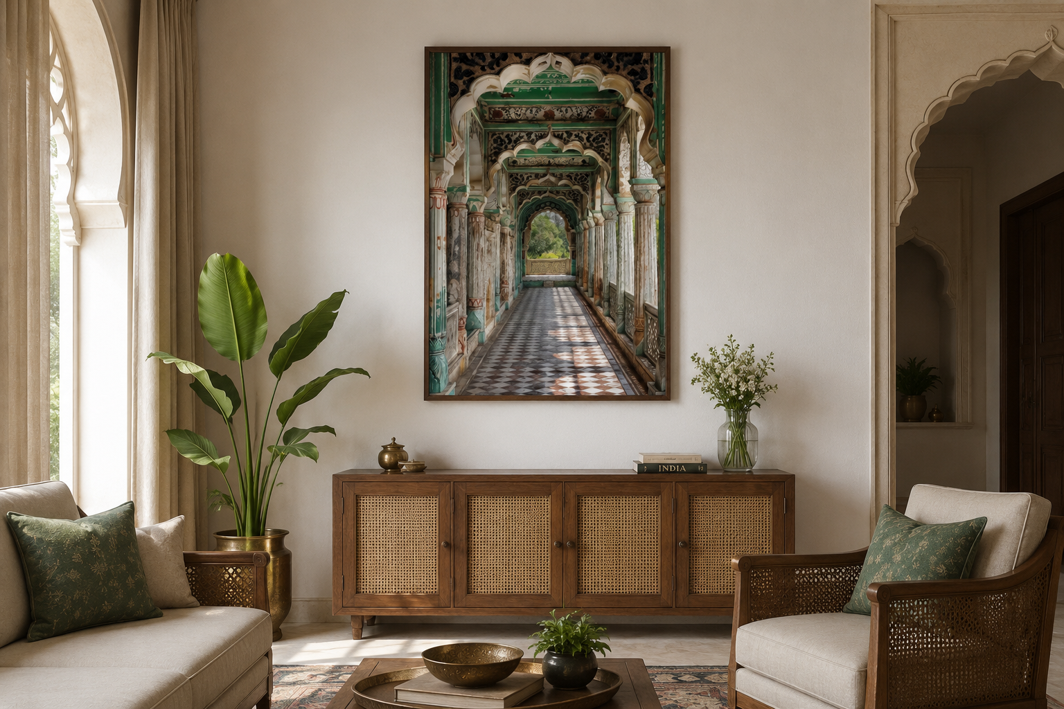 Indian Mughal Architecture Framed Canvas Wall Art