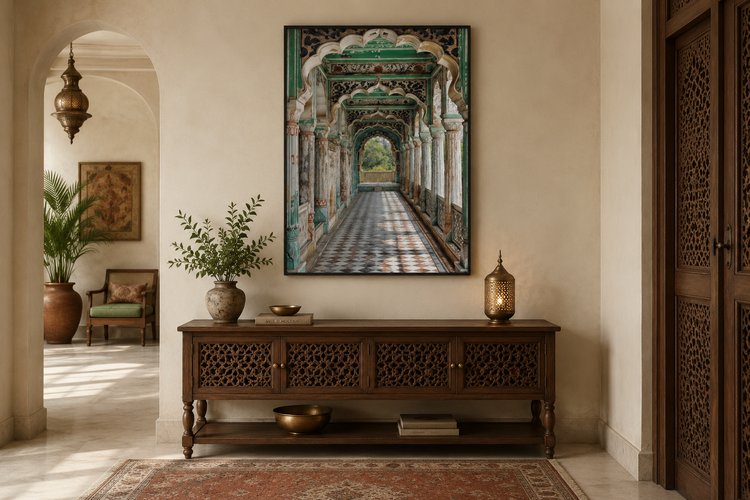 Indian Mughal Architecture Framed Canvas Wall Art