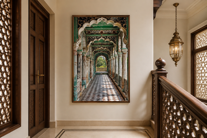 Indian Mughal Architecture Framed Canvas Wall Art