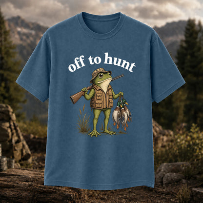 Off to Hunt T-Shirt, Funny Frog Duck Hunting Tee