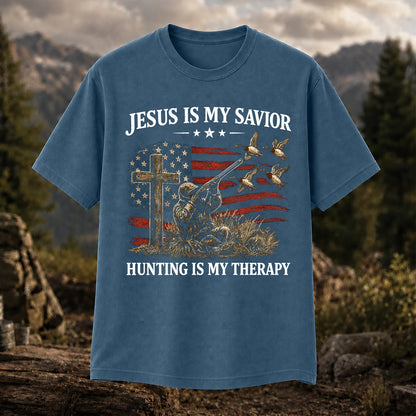 Jesus Is My Savior Hunting Is My Therapy T-Shirt, Christian Hunter Tee