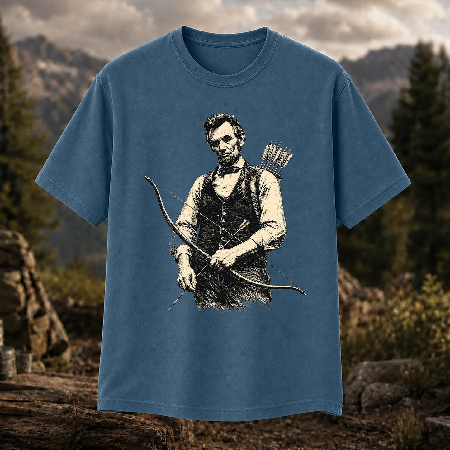 Abraham Lincoln Archer T-Shirt, Vintage Bow Hunting Tee