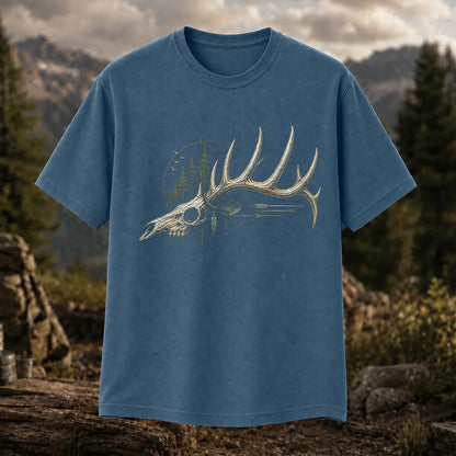 Deer Skull Antlers T-Shirt, Vintage Woodland Hunter Tee